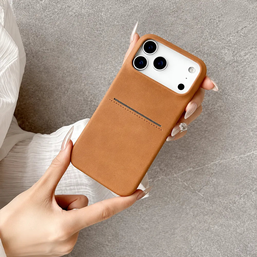 Business Leather Wallet Phone Case with Card Slot for iPhone