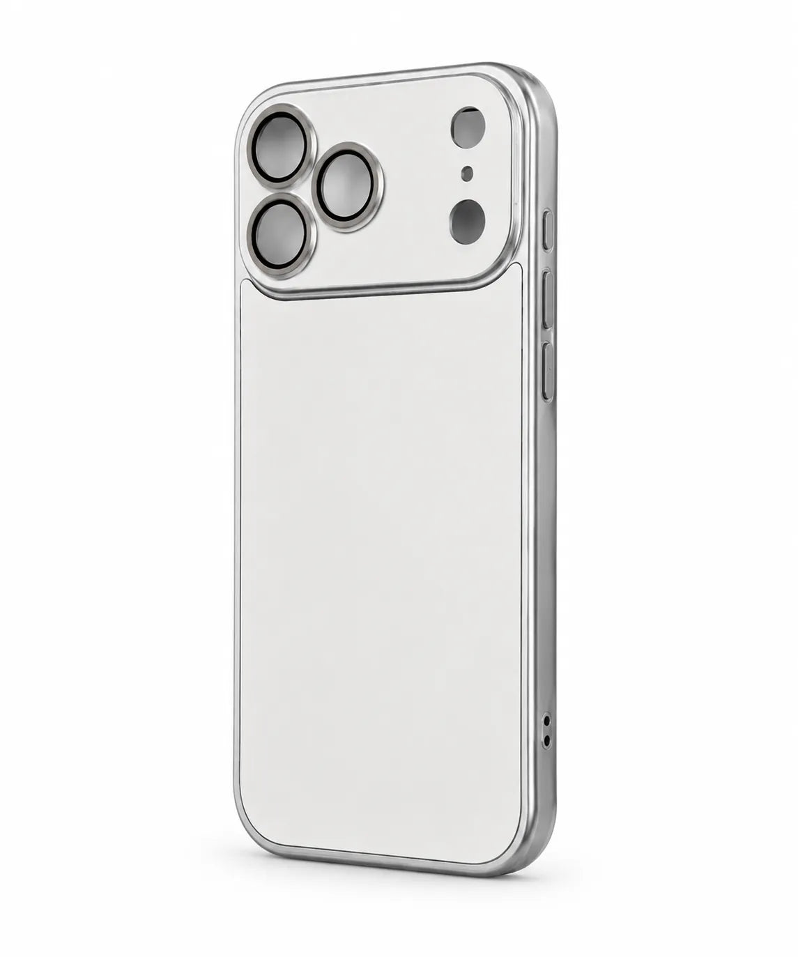 Tempered Glass Back Stylsh Silver Case for iPhone 17 Pro Max