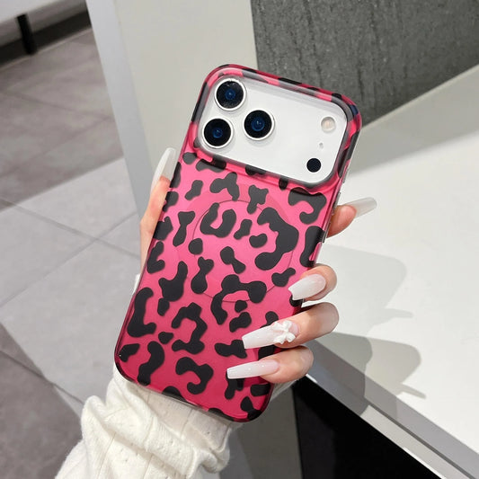 Trendy Black Pink Leopard Print Magnetic Phone Case 17 Pro max