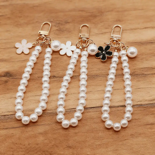 Pearl Gold Sakura Flower Keychain Charm