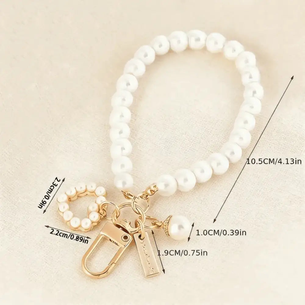 Pearl Gold Sakura Flower Keychain Charm