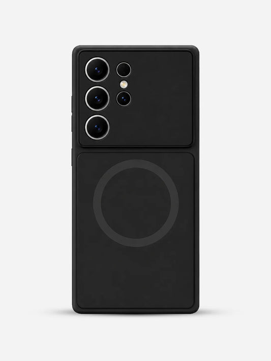 Magnetic Glass Camera Protective Phone case black