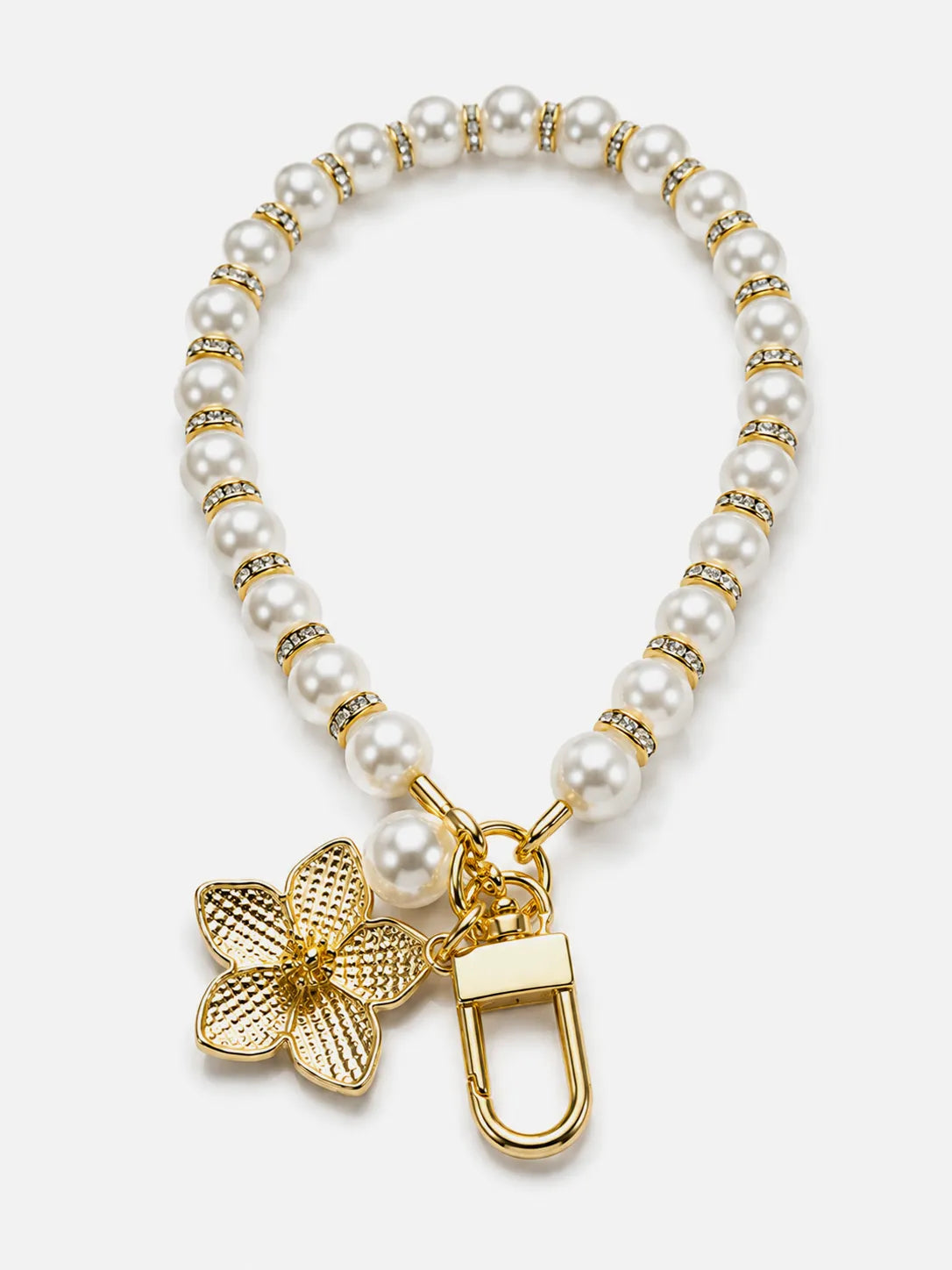 Pearl Gold Sakura Flower Keychain Charm