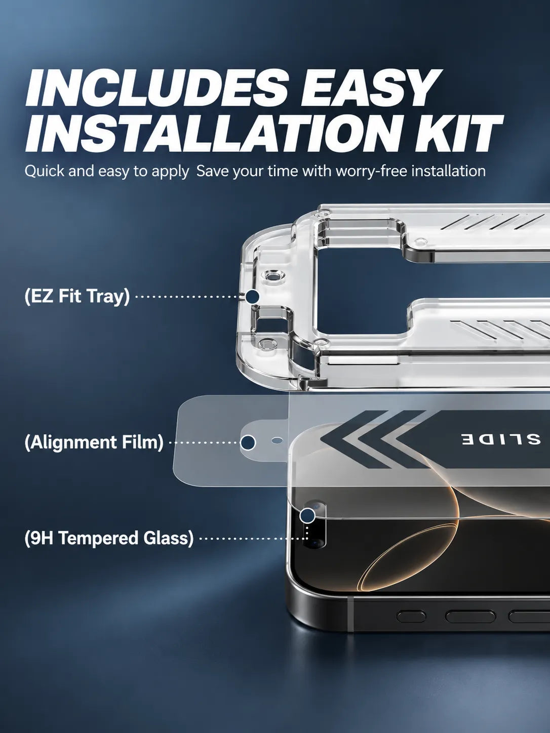 9H Tempered Glass Screen Protector for iPhone with Installation Kit