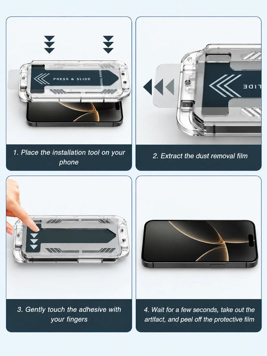 9H Tempered Glass Screen Protector for iPhone with Installation Kit